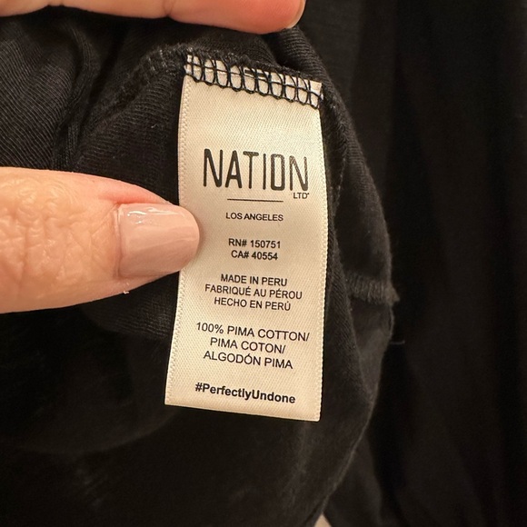 Nation LTD Tabitha Smocked V Neck Long Sleeve Tee Black Medium - Picture 6 of 7